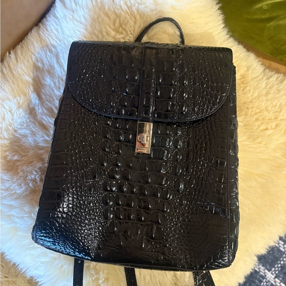 Brahmin Handbags - Brahmin Black Crocodile Embossed Bag